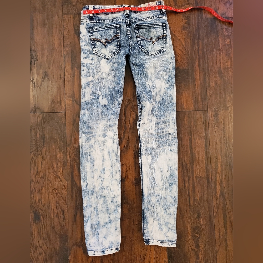 Machine Nouvelle Mode Acid Wash DESTROYED Skinny Jeans 26 RIPPED ITALY - Picture 2 of 9